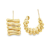 Gold Filled 18K Ribbed Minimalist Mini Hoops (K310A)
