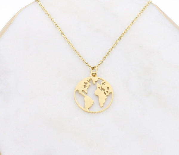 Coin 18K Gold Plated World Sterling Silver Necklace