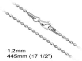 Sterling Silver Necklace Chain Ball 1.2/445mm 17.5"