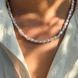 Pearl Oval Imitation Pearl Chain Bracelet Necklace Women Handmade