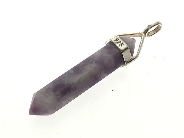 Crystal Lepidolite Double Terminated Point .925 Sterling Silve Pendant