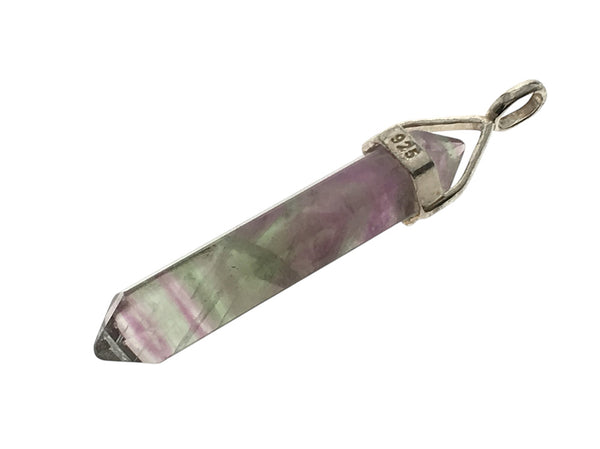 Crystal Fluorite Double Terminated Point Sterling Silver Pendant