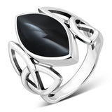 Light Large Trinity Knot Black Onyx Ring