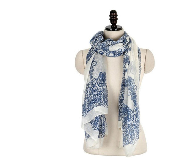 Blue and White Tile Scarf