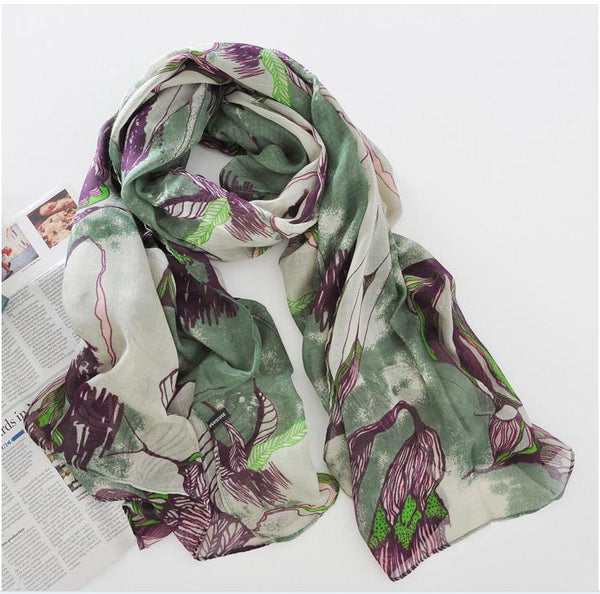 Begonia Flower Scarf Green
