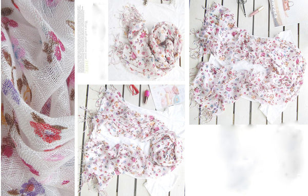 Floral Tassel Scarf