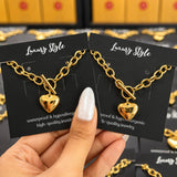 Heart Necklace, 18K Gold Plated Steel