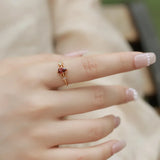 S925 Sterling Silver Gold-Plated Rhombus Garnet Ring