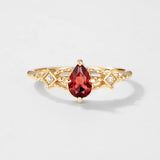 S925 Sterling Silver Gold-Plated Rhombus Garnet Ring