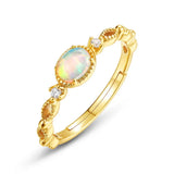 S925 Sterling Silver Gold-Plated Openwork Synthetic Opal Ring