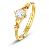 S925 Sterling Silver Gold-Plated Vintage White Crystal Ring