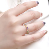 S925 Sterling Silver Gold Plated Multi-Stone Natural Gemstone Ring