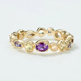 S925 Sterling Silver Gold Plated Multi-Stone Natural Gemstone Ring