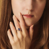 S925 Sterling Silver Gold-Plated Natural Lapis Lazuli Stacked Rings