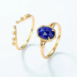 S925 Sterling Silver Gold-Plated Natural Lapis Lazuli Stacked Rings