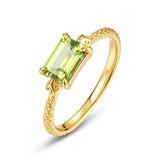 S925 Sterling Silver Gold-Plated Ring Set with Natural Peridot