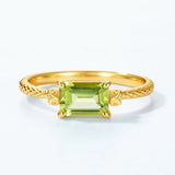 S925 Sterling Silver Gold-Plated Ring Set with Natural Peridot