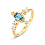 S925 Sterling Silver Gold-Plated London Blue Topaz Ring