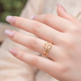 S925 Sterling Silver Gold-Plated Ring Set with Natural Peridot (Copy)