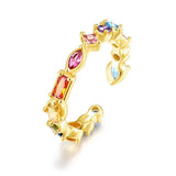 S925 Sterling Silver Gold-Plated Colored Zircon Ring
