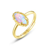 S925 Sterling Silver Gold-Plated Iridescent Opal Ring