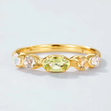 S925 Sterling Silver Gold-Plated Natural Peridot Ring