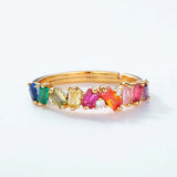 S925 Sterling Silver Gold-Plated Rainbow Zircon Ring