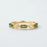 S925 Sterling Silver Gold-Plated Moss Agate Ring