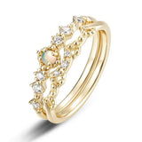 S925 Sterling Silver Gold-Plated Opal Ring Set