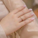 S925 Sterling Silver Gold-Plated Opal Ring Set