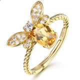 S925 Sterling Silver Gold-Plated Citrine Bee Ring