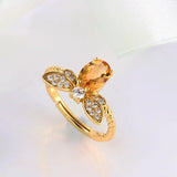 S925 Sterling Silver Gold-Plated Citrine Bee Ring