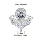 Moissanite S925 Sterling Silver Teardrop Ring