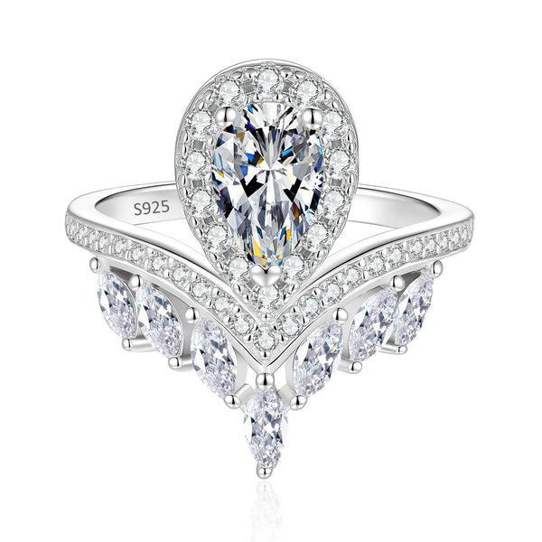 Moissanite S925 Sterling Silver Teardrop Ring