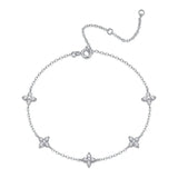 Moisannite S925 Sterling Silver Five Flower Bracelet
