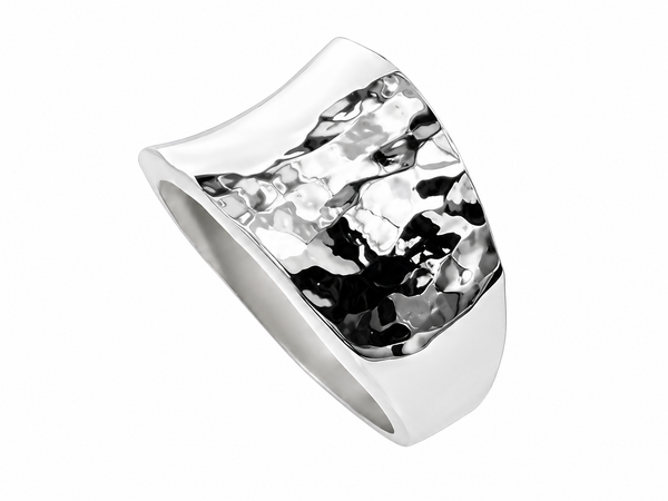 Hammered Curve .925 Sterling Silver Band