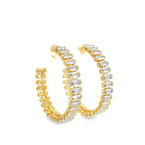 Gold Filled 18K Rectangle CZ Paved Hoop Earrings (L133A)