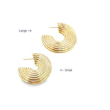 Gold Filled 18K Thick Ribbed Stripe Pattern Hoops (L87A/K369A)