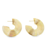 Gold Filled 18K Thick Ribbed Stripe Pattern Hoops (L87A/K369A)