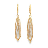 Gold Filled 18K Wire Wrapped Pearl Chandelier Leverback Dangle Drop Earrings