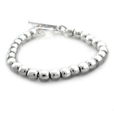 Ball 6mm Hammered Sterling Silver Bracelet