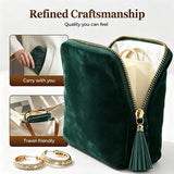 Velvet Travel Jewelry Pouch Portable Zippered Dustproof Storage Bag for Rings Earrings Bracelets Soft Organizer