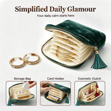Velvet Travel Jewelry Pouch Portable Zippered Dustproof Storage Bag for Rings Earrings Bracelets Soft Organizer