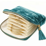 Velvet Travel Jewelry Pouch Portable Zippered Dustproof Storage Bag for Rings Earrings Bracelets Soft Organizer