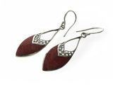 Red Coral .925 Sterling Silver Drop Earrings