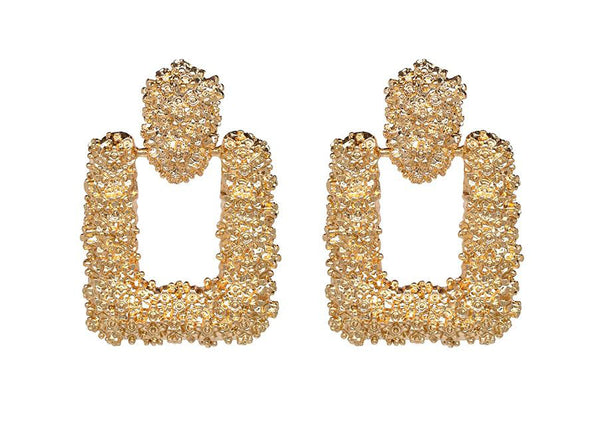 Gold Rectangle Fashion Earrings
