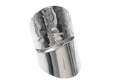 Half Beaten & Plain Shield Sterling Silver Ring - Essentially Silver Jewelry