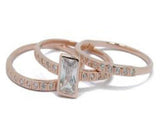 Rose Gold Plated Stacking Cubic Zirconia Sterling Silver Ring - Essentially Silver Jewelry