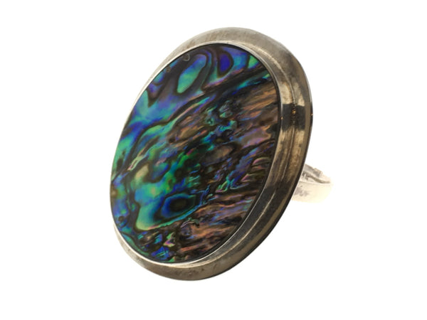 Paua Oval Sterling Silver Framed Ring - Essentially Silver Jewelry