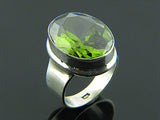 Peridot Faceted Oval Sterling Silver Ring - Essentially Silver Jewelry
